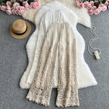 Fongt Hollow Out Perspective High Waist Loose Wide Leg Pants Tide-Outfit