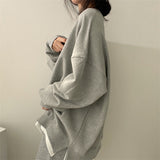 Solid Color Oversized Sweatshirt-Outfit