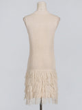 Fongt Style Dress Women Spring 2025 New Temperament Elegant Famous Sleeveless Splicing Syringe Knitted Short Dress
