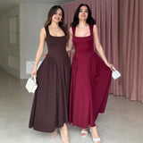 Fongt Summer New Women's Collar Sexy Sleeveless Wrinkled Temperament Dress Dress Dress Woman