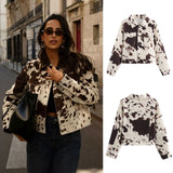 Fongt Women's ZA Autumn And Winter New Street Fashion Casual Color Printing This Quality Coat