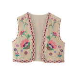 Fongt 2025 New Women's Clothing Embroidered Tard Vest