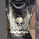 Fongt 2024 Alion Women's Skull Print Sleeveless Vest