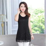 Beaded Sequins Sleeveless Vest Chiffon Blouse Lace Shirt Ladies Medium-long Tank Tops Sequin Summer Woman Elegant