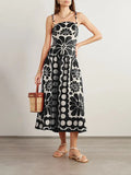 Spring 2025 New Fashion Sexy Printing Dot Tample Tling Belt Senior Sense Long Sling Dress