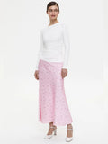 Satin Floral Midi Skirt-Outfit