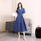Net Color Short-Sleeved Shirt Skirt-Outfit