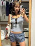 Fongt Fresh Wind Hit The Striped V-Neck Sling 2025 Summer To Send A Casual Short-Term Waistcoat New Women's Clothing