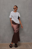 Spring And Summer New Imitation Silk Skirt Satin Skirt Women's Casual T-Bag Hip Skirt-Outfit