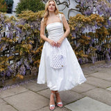 Tube Solid Frill Midi Dress-Outfit