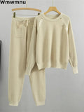 Sweater Pullover 2 Piece Sets Women Casual Knitwear Jumper Outfits Korean Knit Jogger Pants Suits Sweatpants