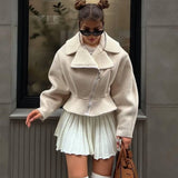 Fongt Autumn And Winter New Short-Term Collar Fashion Korean Version Of Women's Long-Sleeved Pure Color Coat