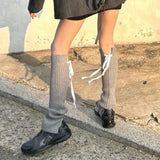 Fashion Fashion Tie Girl Bowknot Knitting JK Style Solid Color Pile Socks 2024 Spring / Summer New Style-Outfit