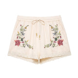 Fongt Women's Explosive Knitted Embroidered Small Color Daisy Sling + Shorts Set