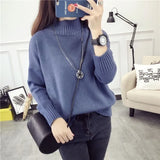 Winter Women Sweater Korean Mock Neck Warm Knitted Pullover Long Sleeve White Classic Bottoming Knitwear Tops 2023