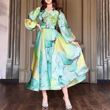 Fongt Spring And Summer New Printing Screen Dress Commuter Large Size Women's