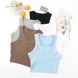 New Round Collar Solid Color Sports Short Blouse With A Slimmed Edge, A Small Vest.-Outfit