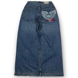 Year's Hot Classic Retro Y2K Loose Letter Jeans High Street Leisure Punk Style Is Wide.-Outfit