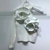 Fongt Babes In Autumn 2025 New Fashion High-End Design Sense Splicing Flowers To Repair Knitted Tops For Women