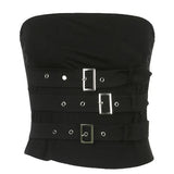 Wind Hot Girl Metal Button Sexy Strapless Vest Top Female 2024 Summer New Style-Outfit