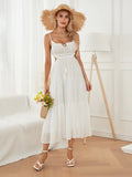 Ruched Tie-Up Strappy Maxi Dress-Outfit