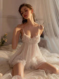 Fongt Pajamas Woman 2025 New Perspective Lace Yarn Princess Pure Lust Wind Sling Aja Prion Suit Homewear
