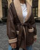 Fongt Autumn And Winter New Fashion Temperament Fur Integrated Korean Version Of Long-Sleeved Splicing Coat Woman