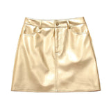 New Spring Style Slim And Tall Waist PU Miniskirt-Outfit