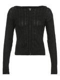 Hooded Cable Knit Cardigan-Outfit