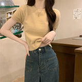 Fongt Shoulder Short Sleeves Short-Sleeved T-Shirt Repair Summer Slim New Design With Stylish Tops