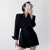 Fongt V-Neck Small Suit Vest Women With Retro Short Folded Oversleeping Vest Sleeveless Shoulder Coat