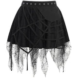 Gothic Punk, Spider Web, Tassel, Half Skirt, Dark Wind, Short Skirt-Outfit