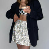 Nightclub Wind Bright Silk Solid Color Wrap Hip Show Thin Double Layer Skirt Female 2023 Spring New Model-Outfit