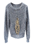 Fongt Fashioned Women 2025 Spring New Comfortable Temperament Casual Loose Round Collar Chain