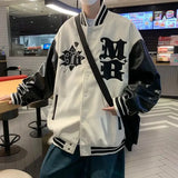and Autumn American High Street Retro Embroidery Craft Baseball Uniform Men Tide Brand Pu Leather Stitching Jacket-Outfit