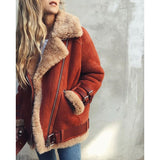 Fongt Women's Locomotive Deer-Skin Cashmeat Wool Coat Women's Cotton Clothes