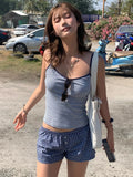 Fongt Fresh Wind Hit The Striped V-Neck Sling 2025 Summer To Send A Casual Short-Term Waistcoat New Women's Clothing