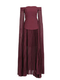 Australian Show Fashion Two-Piece 2025 New One-Word Shoulder Repair Body High-Waisted 100-Fold Skirt Suit