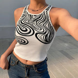 Sexy Corrugated Print Sleeveless Top-Outfit