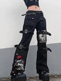 Goth metal buckle pocket cargo pants-Outfit