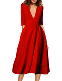 Fongt And Summer 2023 New Sexy Deep V Mid-Sleeve Dress Ebay Long-Term