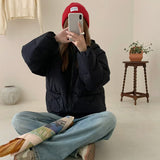 Winter Down Jacket Female Short Style 2024 Minority Korean Hooded White Duck Velvet Loose Puff Feeling Bread Coat Tide-Outfit
