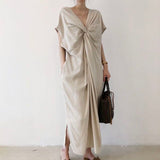 Clothes Women Vintage Sleeveless V-Neck Maxi Long Dresses Sundress