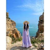 Fongt Leisure Resort Pure Desire To Expose The Shoulder Sling Dress Women's New Summer Fashion Beautiful Temperament Long Dress Trend