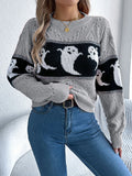 And Winter Live Halloween Theme Ghost Bump Color Long-Sleeved Jacket Sweater Women's