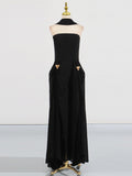 Fongt Simple Dress Women 2025 Summer New Solid Color Tector Float Design With A Sense Of Body Design Long Dress