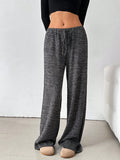 Fongt Autumn And Winter Women's New Casual Striped Solid Rubber Rope Cotton Straight Trousers