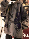 Men's Oversize Graffiti Print Hoodie-Outfit