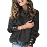 Fongt Solid Color Sweater, Loose Turtleneck Sweater, Women's