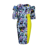 Fongt Women's Autumn Fashion Print A Word Straight Braided Shoulder Sexy Large-Size Dress